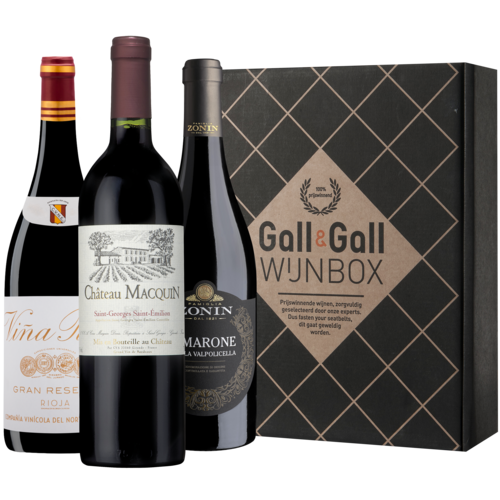 Gall & Gall Wijnbox Feestdagen Deluxe Rood 3X75CL