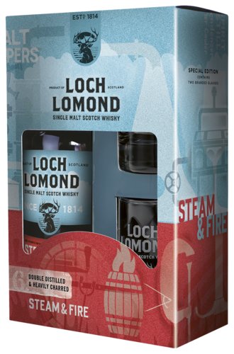 Loch Lomond Steam & Fire Cadeauverpakking met 2 Glazen