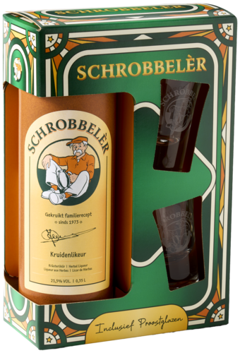 Schrobbelèr 35CL met 2 shotglazen 