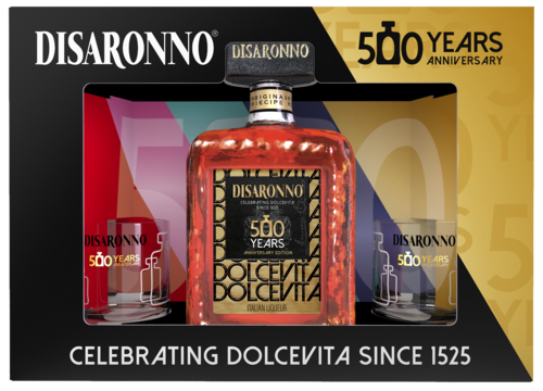 Disaronno 500 Years met 2 glazen