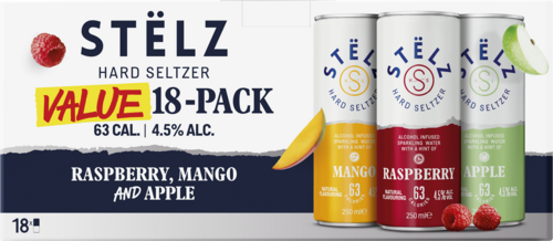 ST&Euml;LZ Hard Seltzer Raspberry, Mango & Apple 18-pack