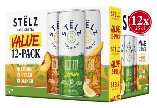 ST&Euml;LZ Hard Iced Tea Mango, Lemon & Peach 12-pack