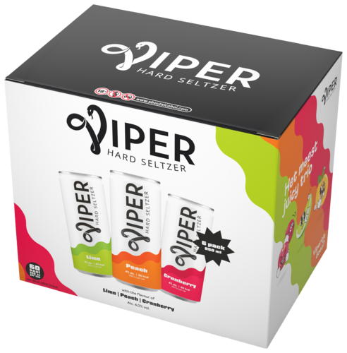 Viper Hard Seltzer Variety pack Lime, Cranberry & Peach 6 blikjes